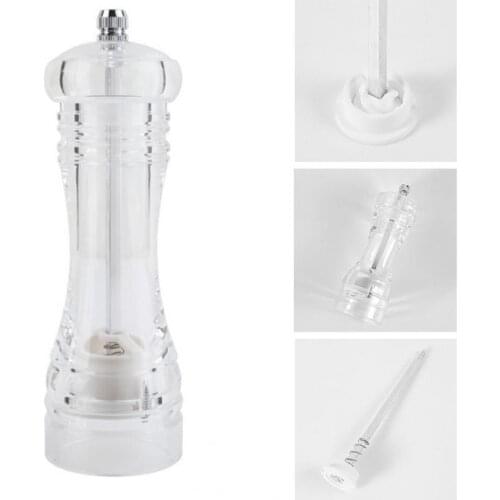 Pepper Grinder Transparent Corrosion Resistant Acrylic Manual Kitchen Cereals Nuts Beans Spices Grains Grinder Machine for Home
