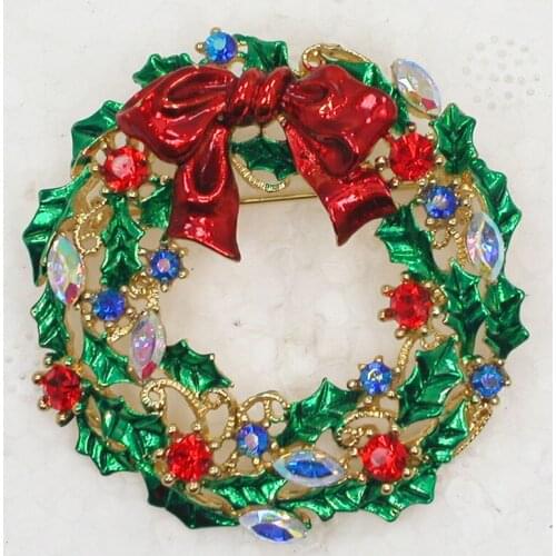 Christmas Bow Wreath Pin brooches C2425