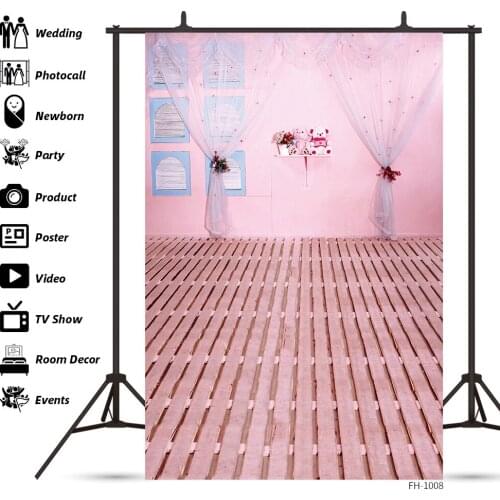 Pink Photo Wall Sweet Room Bear Studio Backgrounds For Baby Shower Photography Newborn Child Portrait Party Photocall Backdrops