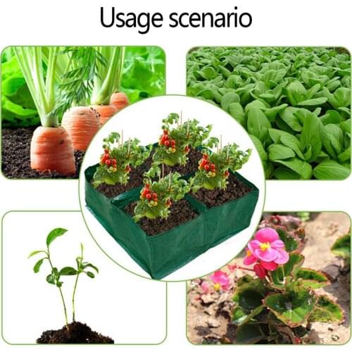2ftx2ft Divided Grids Grow Bags Breathable Planter Fabric Bag Grow Pot Raised Vegetable Bed for Plant Herb Flower Potato