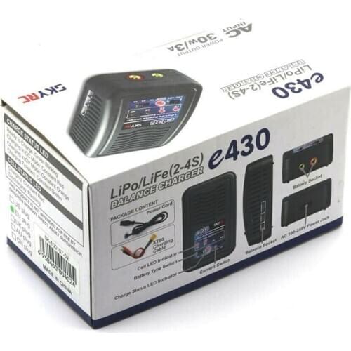 SKYRC e430 Balance Charger 100-240V AC Charger 30W 1-3A for 2S-4S LiPo Battery LiFe Battery for Drone RC Quadcopter RC Car Boat