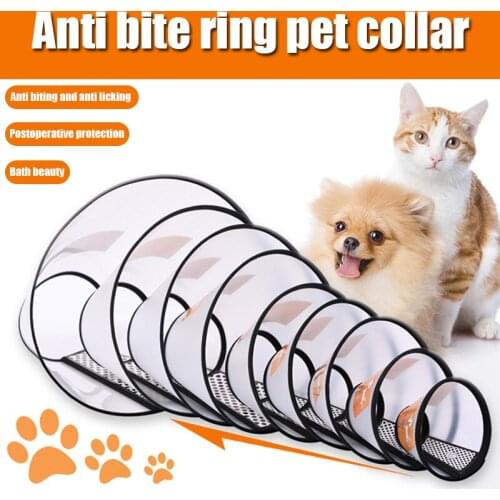 Dog Collar Cone Adjustable Pet Recovery Collar Comfy Kitten Cone Anti-Bite JW