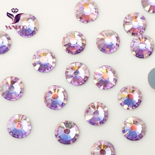 YANRUO 2058HF Light Rose AB Flat Back Strass Hotfix Rhinestones Crystal Heat Transfer Iron Crystal Stones