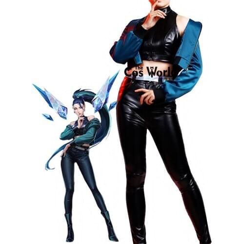 LOL KDA Girl Group The Baddest Kaisa Spandex Uniform Coat Tops Pants Outfit Games Customize Cosplay Costumes