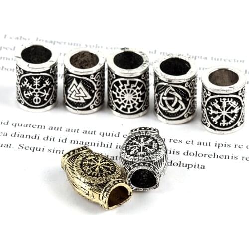 Vintage Hair Beard Bead Viking Rune Charm Pendant DIY Necklace Jewelry Making