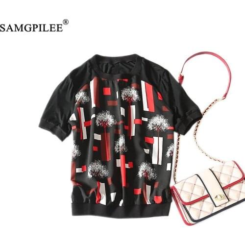 Women T-shirts 2021 Casual T Shirt Oversize Women Summer Clothes Chiffon Top Summer Female Short Print O-neck T-shirt For Womens