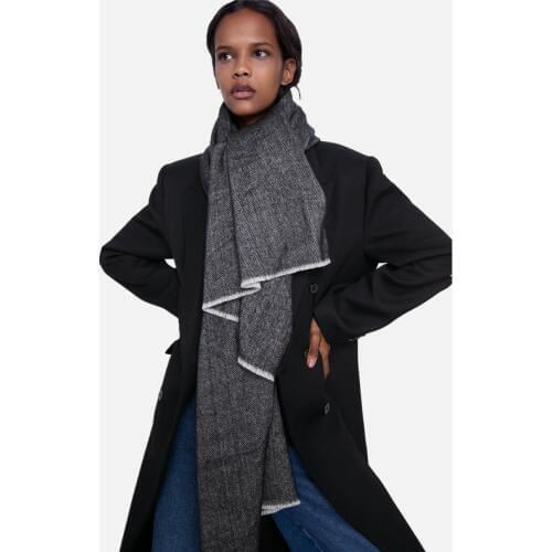 POBING Winter Soft Cashmere Scarf Women za Geometric Scarves Shawl Wraps Thicken Warm Unisex Basic Blanket Pashmina 200x90CM