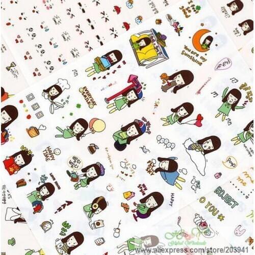 10pack/lot Kawaii Cartoon Vanilla Girl series sticker set hot selling decoration sticker school office supplies Wholesale