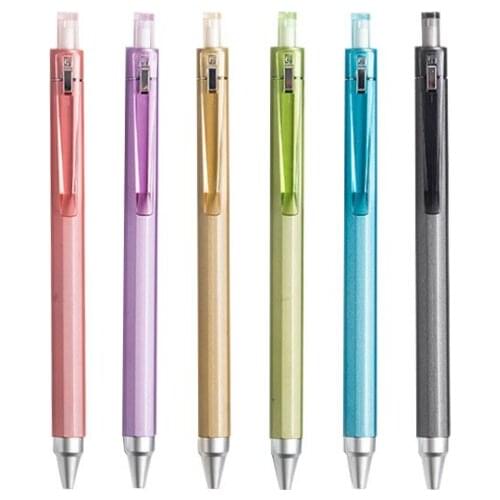 2PCS 0.5mm Clicke Gel Pens Black Ink Journaling Drawing Writing School Stationary Office Supplies Red Gray Blue Green Purple