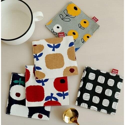 4pcs/pack Square Placemats Cotton Table Mats Heat Resistant Cup Pads Table Decoration Collection 11x11cm 4.33"x4.33"
