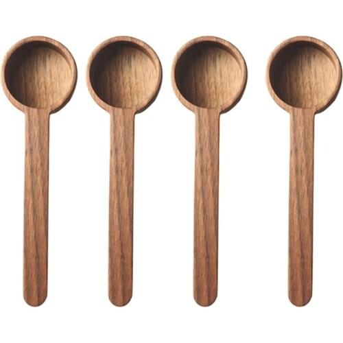 4 Pcs Wooden Coffee Spoon Handle Coffee Scoop Tablespoon Measure Spoon,for Coffee Ground Beans Milk Powder Spice