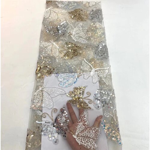 African Sequin Lace Fabric 2021 Womens High-quality Embroidery Nigeria Lace Fabric French Mesh Lace Fabric ZX36891