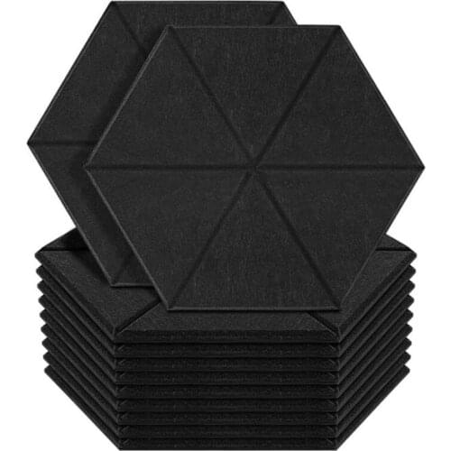 12 Pack Acoustic Sound Proof Foam Panels,Hexagon Sound Absorbing Panel Beveled Edge Sound Panels,High Density Wall Tiles