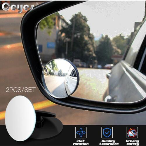 Ceyes 2pcs 360 Degree Rotary Push Car Rear View Mirror Round Reverse Rearview Assist Convex Blind Spot Mirror Auto Accessories