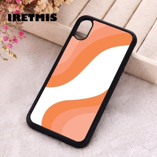 Iretmis 5 5S SE 2020 phone cover cases for iphone 6 6S 7 8 Plus X Xs XR 11 12 MINI Pro Max Soft Silicone TPU Orange Wavy Lines