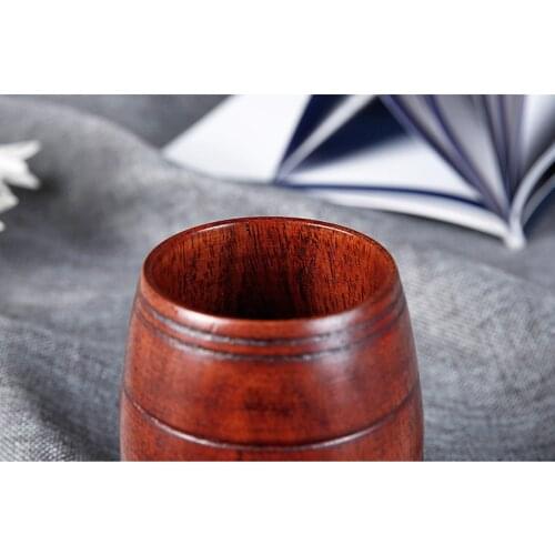 Nordic Style Wooden Beer Mugs Barrel Craft Beer Glasses Wine/Milk/ Coffee/Tea Drinking Cup Gift - Round