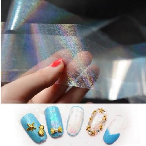 By dhl or ems 2000pcs colorful transparent nail Star sticker laser colorful cellophane paper 4 * 120cm entire volume beauty