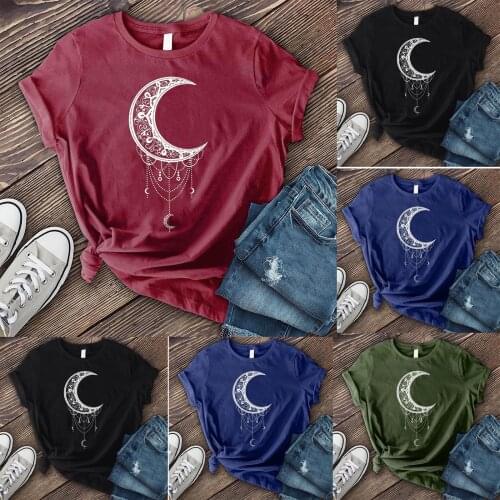 T-shirt oversize tops women 2020 harajuku Moon Printed Breathable Korean style goblincore Womens t-shirt Short-sleeved Tshirts