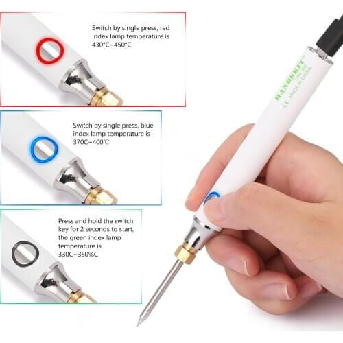 HANDSKIT USB Charging Soldering Iron 5V 8W Adjustable Temperature Electric Soldering Iron Kit with Soldering Stand Soldering