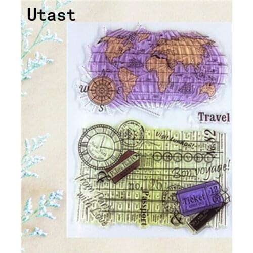 World Map Travel Clear Silicone Stamps /Transparent Rubber Stamp for DIY Scrapbooking /Photo Album Decorative Craft Making