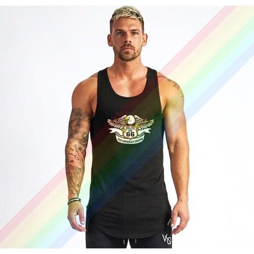 Route 66 The Eagle Logo Of The Mascot Summer Soft Custom Sleeveless Design Your Own Vest Cotton Mens Muscle Tee Tank Top Shirt
