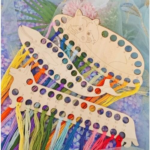 Cute Wood Racoon Pendant Cross Stitch Cartoon Embroidery DIY Craft Animal Wood Craft Handmade Wooden Decoration Ornaments Tool