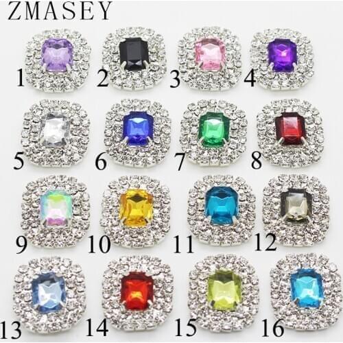 Mini 10 Pcs 20*18MM Double Drain Diamond Buttons, Jewelry Crystal DIY Scrapbook Decoration Accessories