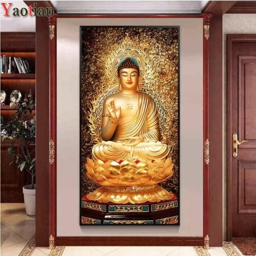 Mosaic Sticker Diamond Embroidery Golden Buddha Mosaic 5D Diy Diamond Painting Cross Stitch Puzzle Picture Amazing artworks