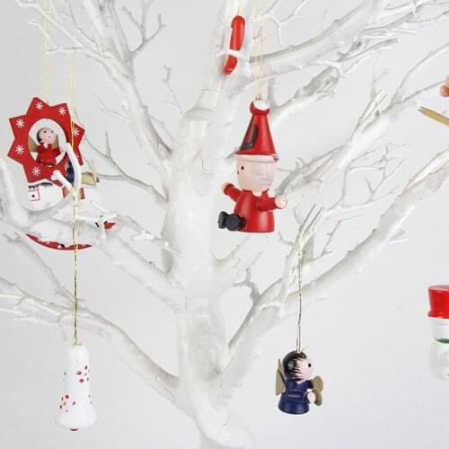 Christmas Pendant Set Christmas Tree Ornaments Wooden Cartoon Doll Small Pendant