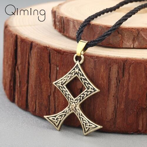 Odal Rune Pendants Necklaces Amulet Nordic Viking Jewelry Men Necklace Scandinavia Norse Pagan Talisman Celtic Jewelry Knot