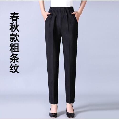 Autumn Winter Trousers Big Size Loose Plus Velvet Elastic Waist Pants Black Middle-aged Women Ankle-length Trouser Plus Size 5XL