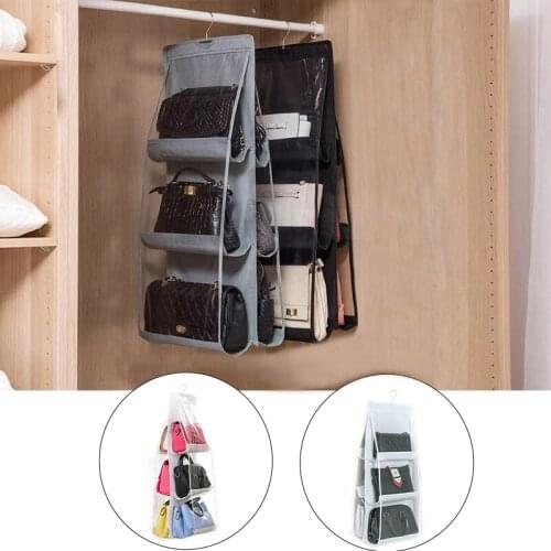 Hanging Handbag Organizer Wardrobe Closet Transparent Storage Bag Door Wall Clear Sundry 6 Pocket Hanger Shoe Storage ​Bag