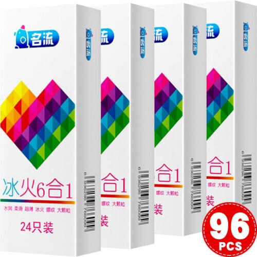 MingLiu 96pcs/4boxes 6 Styles Warming Mint ice & Fire Silken Ultra-Thin Thread Particle Condoms Latex Rubber Delay Sex Product