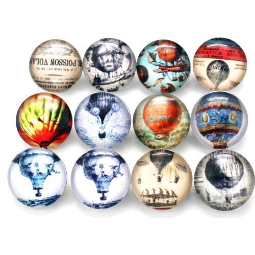 Hot selling 10pcs/lot hot air balloon Snap Buttons Charms 18mm Glass Buttons Fit DIY Snap Bracelets&Bangle Jewelry