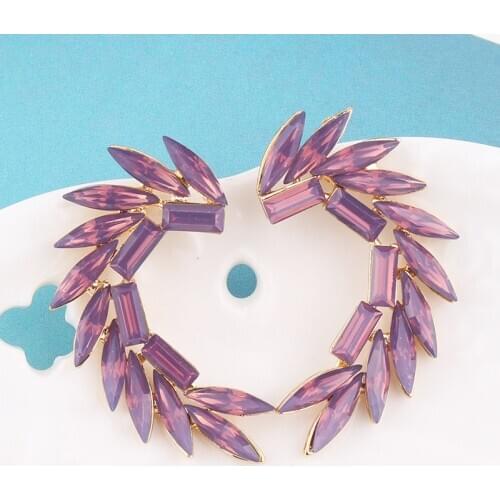 LUBOV 16 colorful Wings Stud Earrings Acrylic Crystal Stone Women Piercing Earrings Trendy Wedding Jewelry Christmas Gift