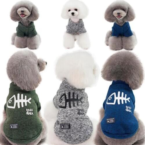 Fish Bone Pet Dog Sweater Coat Puppy Cat Pullover Knitwear Winter Bulldog Clothes For Small Medium Dogs Teddy Costume S-XXL