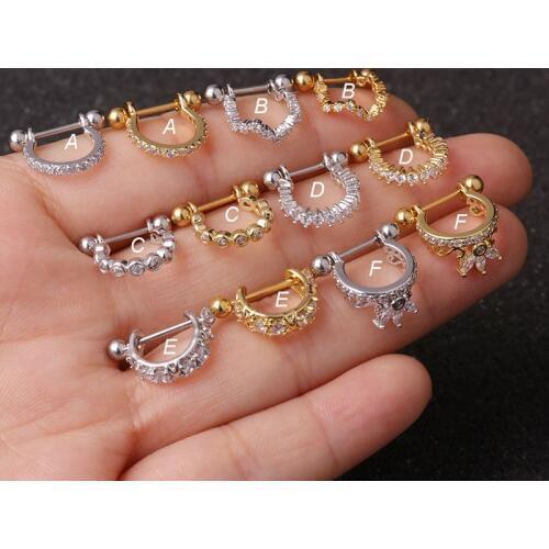 1Pc 20g(0.8mm) Steel Copper Barbell With Cz Hoop Cartilage Piercing Helix Daith Rook Lobe Earring Ear Piercing Jewelry