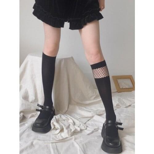 Mesh Velvet Leg Socks JK Cosplay Costumes Uniform Stockings Dark Girl Fashion Fishnet Stockings Lolita Suitable For Going Out
