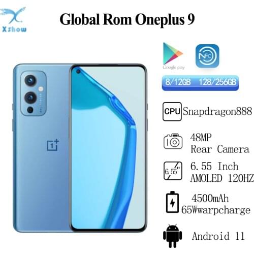 OnePlus 9 5G One Plus Snapdragon 888 8GB 128GB Smartphone 6.55‘’ 120Hz Fluid AMOLED Display Hasselblad Camera Cell phones