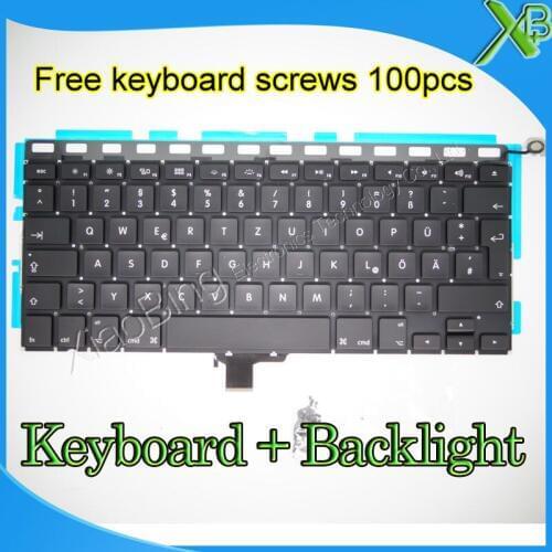 Brand New For MacBook Pro 13.3" A1278 German Deutsch QWERTZ Tastatur Keyboard+Backlight Backlit+keyboard screws 2008-2012 Years