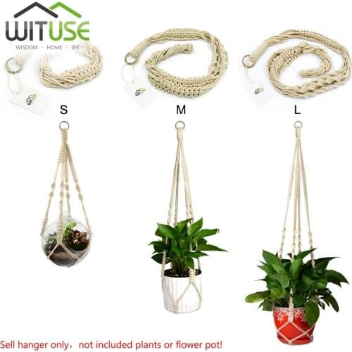 Macrame Handmade Plant Hanger Baskets Flower Pots Holder Balcony Hanging Decoration Knotted Lifting Rope Home Garden Supplies