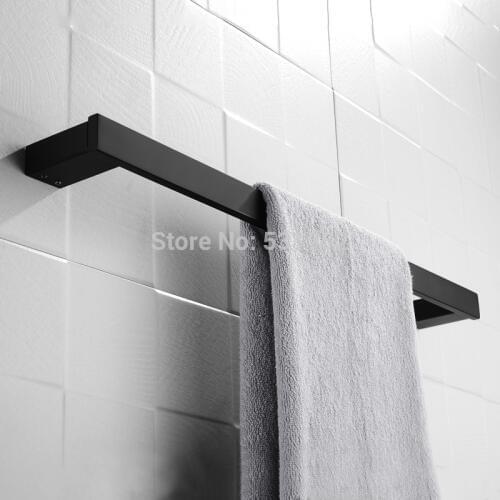 24 inch Bath Towel Bar Single Towel Rail Wall Mounted Matte Black Towel Holder Stainless Steel Towel Rail Rack