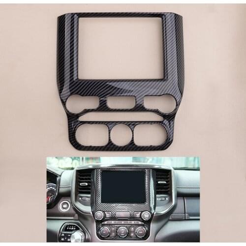 Car Inner Dashboard Navigation Panel Cover Trim Frame ABS Decoration Fit for Dodge Ram 1500 2019 2020 Carbon Fiber Texture