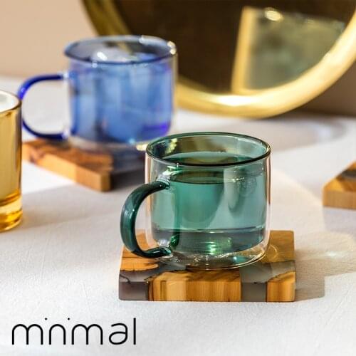 High-value transparent double-layer glass coffee cup High-quality retro American home coffee cup water cup