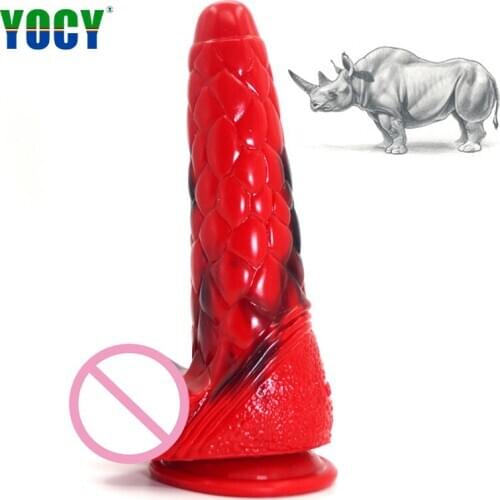 YOCY G-spot Big Realistic Animal Dildos Silicone Soft Testic Dildos Huge Suction Dildo Black Red Color Dick Sex Toys For Couples