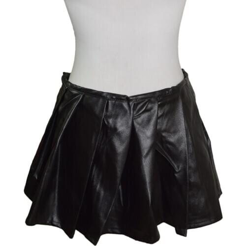 Юбка с высокой талией женские юбки pleated skirt jupe woman skirts skirts womens mujer faldas юбки Mini Faux Leather Skirt 8529