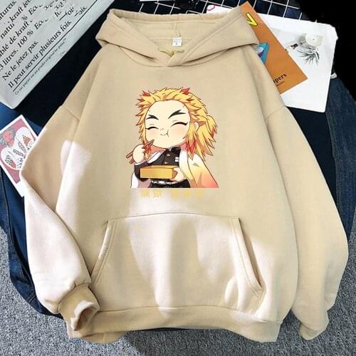 Demon Slayer Anime Harajuku Hoodies Women Rengoku Kyoujurou Hoodies Aesthetic Clothes Kimetsu No Yaiba Mugen Train Sweatshirt