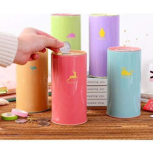 1PC Cute Animal Print Creative Gift Saving Bank Money Box Tin Coin Cartoon Zoo Piggy Bank Store ELF 067
