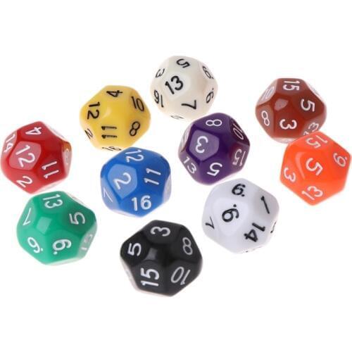 10pcs 16 Sided Dice D16 Polyhedral Dices For Dungeons and Dragons Table Games