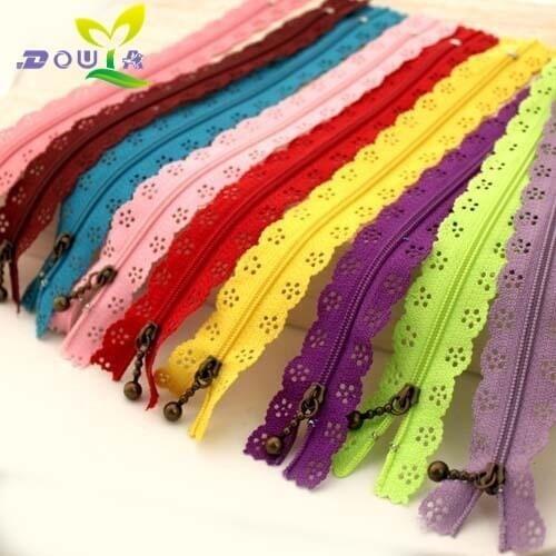 24 colors! Net length 20CM with drip head lace zipper handmade fabric DIY